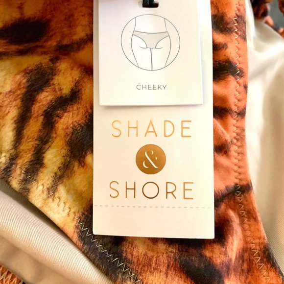 Shade & Shore Tiger Print Cheeky Triangle Bikini Bottom Bathing Swim Small - Picture 7 of 10